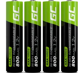 Green Cell AAA (R03) Akku / Wiederaufladbarer Akku / NiMH / 1,2 V / 800 mAh / 4 Stück