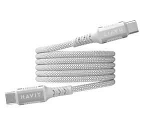 Havit CB6297 weiß / Magnetisches Datenkabel / USB-C - USB-C / PD 60 W / 1 m