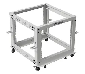 Lanberg Open Rack 9U grau / Offenes Rack / 19" / 600×600-1100 mm / Tiefe verstellbar / Tragfähigkeit 600 kg