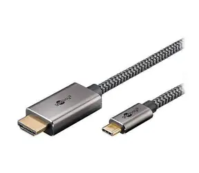 Goobay USB-C - HDMI Textilkabel schwarz/silber / Adapterkabel / 4K 60Hz / 2 m
