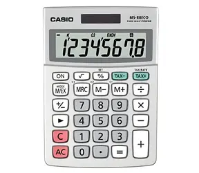 Casio MS-88 ECO / Tischrechner / 8-stellige Anzeige / Solar- und batteriebetrieben / recycelter Kunststoff