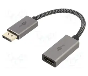 Goobay PLUS 75271 grau / Adapterkabel DisplayPort - HDMI / 4K 60Hz / 20 cm / 32 Gbit/s