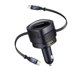 Baseus Enjoyment Max C00035507121-02 schwarz / Kfz-Ladegerät / 2x USB-C + USB-C- und Lightning-Kabel / 90 W