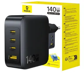 Baseus EnerFill FH11 Cosmic Black / Wandladegerät / 5 A / 1x USB-A / 3x USB-C