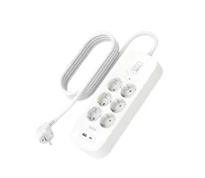Belkin SRB002vf2MV2 / Verlängerungskabel mit Überspannungsschutz / 6-fach Steckdose / USB-A+C / 18 W / 650 J / 2 m