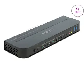 DeLock DisplayPort 1.4 KVM-Switch schwarz / 4 PCs / 8K 30 Hz / USB 5 Gbit/s / Audio