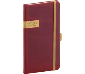 NOTIQUE Taschenkalender Twill 2027 bordeauxrot-gold / 9 x 15,5 cm