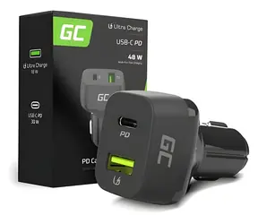 Green Cell Autoladegerät 48W schwarz / USB-C PD 30W / USB-A QC 3.0