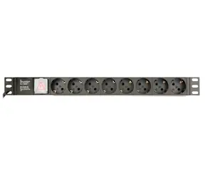 Gembird PDU 8x Schuko 1HE 16A 3M schwarz / Rack-Steckdosenleiste / 3680 W / Ein-/Ausschalter