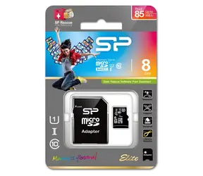 Silicon Power Elite 8 GB / microSDHC-Speicherkarte / Klasse 10 / UHS-I / 85 MB/s / + SD-Adapter