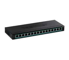Trendnet 16-Port PoE+ Switch mit 2x SFP / Switch / 16x Gigabit PoE+ / 123 W / 32 Gbit/s / Metallgehäuse