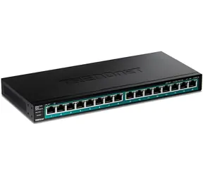 Trendnet 16-Port PoE+ lüfterloser Switch / Switch / 16x Gigabit PoE+ / 123 W / 32 Gbit/s