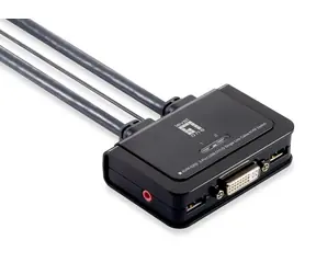 LevelOne KVM-0260 schwarz / KVM-Switch / 2 Ports / USB / DVI-I / 1920x1200