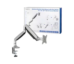 LogiLink BP0042 silber / Monitorarm / 13" bis 32" / bis zu 9 kg / VESA 75x75, 100x100 mm
