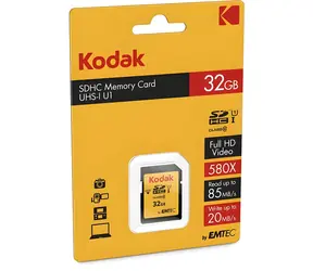 Kodak Premium SDHC-Karte 32 GB / UHS-I U1 / Klasse 10 / V10 / R: 90 MB/s / Schreiben: 25 MB/s