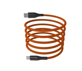 Hammer Magnetisches USB-C-Kabel, orange / Kabel / USB-A (Stecker) - USB-C (Stecker) / 65 W / 1 m / Nylongeflecht