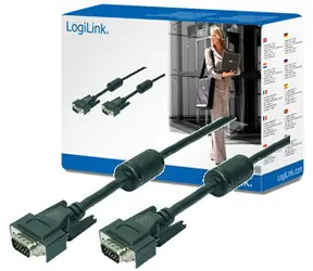 LogiLink VGA-Kabel 20 m schwarz / Videoanschlusskabel / VGA (D-Sub) - VGA (D-Sub) / mit Ferritkernen