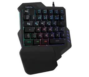 LogiLink Einhand-Gaming-Tastatur schwarz / Tastatur / Mini / Kabelgebunden / USB / RGB-Hintergrundbeleuchtung