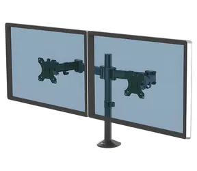 Fellowes Reflex Monitorhalterung für 2 Monitore, schwarz / Desktop-Monitorhalterung / VESA 75x75-100x100 mm / Tragkraft 8 kg pro Monitor