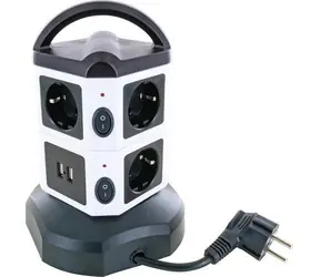 Schwaiger Steckdosenleiste 7x Schuko schwarz, weiß / Verlängerungskabel / 1x USB-A / 1x USB-C / 1,8 m / IP44