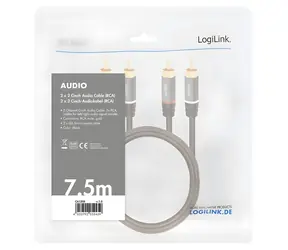 LogiLink 2x RCA - 2x RCA schwarz / Audiokabel / vergoldete Anschlüsse / 7,5 m