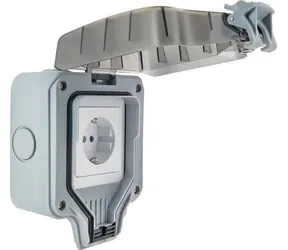 Schwaiger Außensteckdose IP66 Unterputz / Steckdose / 1x Schuko / 230V/16A / grau