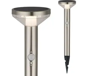 Maclean MCE465 C/M Chrom matt / Solar-LED-Lampe / Bewegungsmelder / IP44 / 3 Modi / Li- ION 1200 mAh