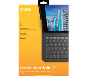 ZAGG Messenger Folio2 dunkelgrau / Tastaturhülle / Apple iPad 10,2" und iPad Air 10,5" / Deutsche Tastatur