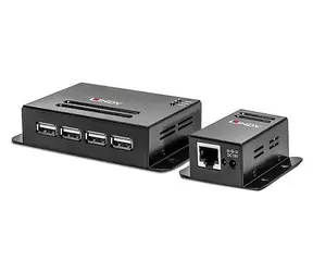 Lindy USB 2.0 Cat.6 Extender, schwarz / USB-Verlängerung / 4 Anschlüsse / Reichweite 50 m