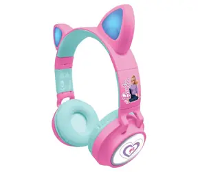 LEXIBOOK Kabellose Barbie-Kopfhörer mit Katzenohren, Rosa / Kinderkopfhörer / Bluetooth / Faltbar / Lichteffekte
