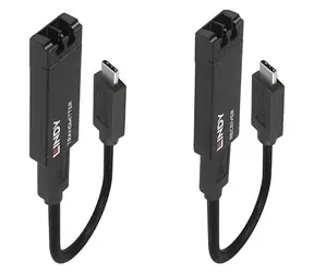 Lindy Glasfaser-Verlängerungskabel 43312, schwarz / USB-C / USB 3.2 Gen2 10 Gbit/s / Reichweite 100 m