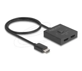 DeLock 18901 schwarz / HDMI-Switch / 2-in-1 bidirektional / 8K 60Hz / ohne Netzteil / Kabel 50 cm
