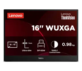16" Lenovo ThinkVision M16 schwarz / Monitor / IPS / WUXGA / 60Hz / USB-C