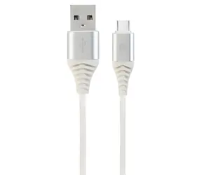 Cablexpert USB-A - USB-C weiß-silbernes USB-Kabel / geflochten / 2 m