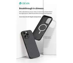 Devia Kevlar Magnetische iPhone 16 Hülle, schwarz / Schutzhülle / Ultradünn / Stoßfest
