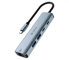 Devia Leopard Series EC701 dunkelgrau / USB-C-Hub / 5-in-1