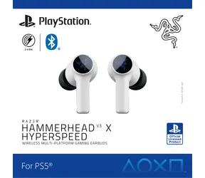 Razer Hammerhead V3 X Hyperspeed für PlayStation / Kabelloser In-Ear-Kopfhörer / Mikrofon / Bluetooth 5.3 / 2,4 GHz