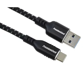 PremiumCord USB-C - USB 3.0 A / Kabel / USB 3.2 Gen 1 / 5 Gbit/s / 3 A / 2 m / Baumwollgeflecht