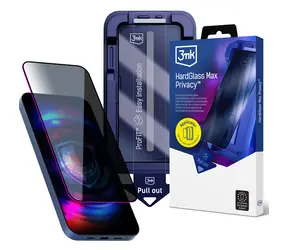 3MK HardGlass Max Sichtschutzglas / Schutzglas / Härtegrad 9H / Sichtschutz ab 28° / Apple iPhone 16 Pro, 17