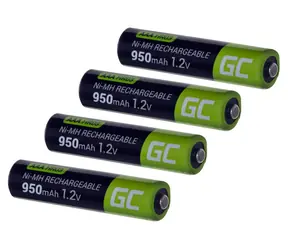 Green Cell HR03 4X AAA 950mAh grün/schwarz / Wiederaufladbarer Akku / NiMH / 1,2 V