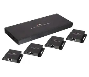 Lindy 4- Port HDMI- und IR-Splitter Cat.6 schwarz / HDMI-Splitter / 4K 30Hz / Reichweite 70 m / EDID-Management