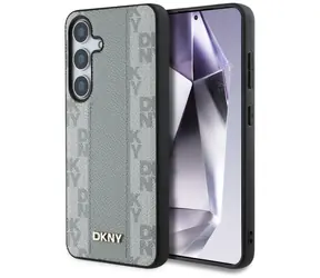 DKNY Leder-Rückseite mit Karomuster, MagSafe, Taupe / Samsung Galaxy S25