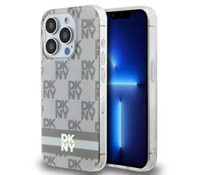 DKNY Cover mit Karomuster, beige / Rückseite / MagSafe / Apple iPhone 15 Pro Max