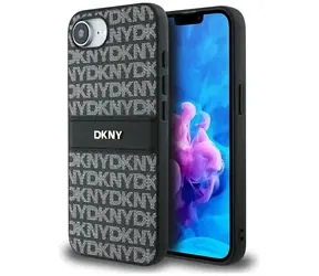 DKNY Tonal Stripe-Muster, schwarz / Rückseite / iPhone 16e