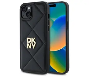 DKNY Quilted Stack Logo iPhone 15 PLUS Schwarz / Rückseite