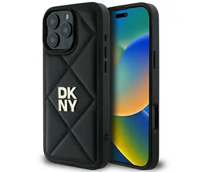 DKNY Quilted Stack Logo schwarz / Hülle / Apple iPhone 16 Pro