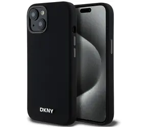 DKNY Rückseite aus Flüssigsilikon mit kleinem Logo , schwarz / Rückseite / MagSafe / Apple iPhone 14/15/13
