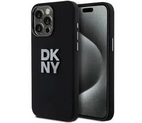 DKNY Flüssigsilikon- Logo schwarz / Rückseite / Apple iPhone 15 Pro / MagSafe / Silikon