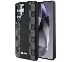 DKNY MagSafe Schutzhülle mit Karomuster, Schwarz / Rückseite / Samsung Galaxy S25 Ultra / PU-Leder