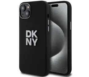 DKNY Flüssigsilikon-Rückseite mit Logo für iPhone 13/14/15, schwarz / Rückseite / Apple iPhone 13/14/15 / Silikon